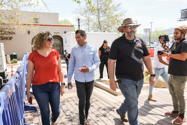 Robert Rivas walking with his constituents